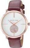 Michael Kors Women's Stainless Steel Quartz Watch with Leather Calfskin Strap