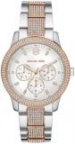 Michael Kors MK6827 Tibby White Chronograph Glitz Dial Two Tone Rose Gold/Silver Bracelet Band Women's Watch