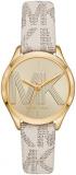 Michael Kors MK2861 Gold Tone Dial Cream White Leather Logo Band Jaycie Three-Hand Women's 33MM Watch