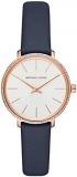 Michael Kors Women's Pyper Stainless Steel Quartz Watch with Leather Strap, Rose Gold/Blue/White, 14