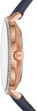 Michael Kors Women's Pyper Stainless Steel Quartz Watch with Leather Strap, Rose Gold/Blue/White, 14