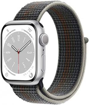Apple Watch Series 8 (GPS, 41MM) - Silver Aluminum Case with Midnight Sport Loop (Renewed)