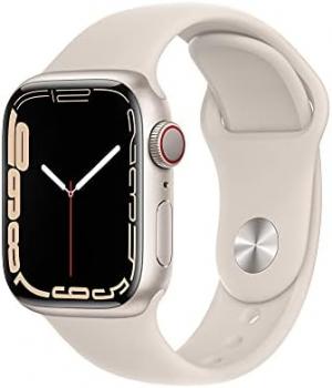 Apple Watch Series 7 [GPS + Cellular 41mm] Smart Watch w/Starlight Aluminum Case with Starlight Sport Band. Fitness Tracker, Blood Oxygen & ECG Apps, Always-On Retina Display, Water Resistant