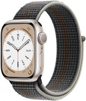Apple Watch Series 8 (GPS, 41MM) - Starlight Aluminum Case with Midnight Sport Loop (Renewed)