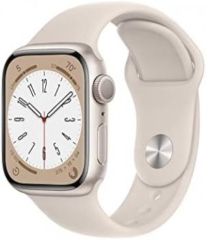 Apple Watch Series 8 (GPS, 41MM) - Starlight Aluminum Case with Starlight Sport Band (Renewed)