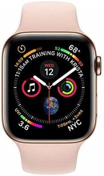 Apple Watch Series 4 (GPS + Cellular, 44MM) - Gold Stainless Steel Case with Pink Sand Sport Band (Renewed)