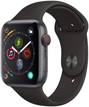 Apple Watch Series 4 (GPS + Cellular, 44MM) - Space Black Aluminum Case with Black Sport Band (Renewed)