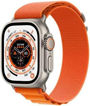 Apple Watch Ultra [GPS + Cellular 49mm] Smart Watch w/Rugged Titanium Case & Orange Alpine Loop Large. Fitness Tracker, Precision GPS, Action Button, Extra-Long Battery Life, Brighter Retina Display