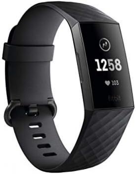 Fitbit Charge 3 Fitness Activity Tracker, Graphite/Black, One Size (S & L Bands Included) (Renewed)