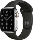 Apple Watch Series 5 Hermès Edition (GPS + Cellular, 44mm) - Silver Stainless Steel Case with Black Sport Band (Renewed)