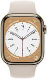 Apple Watch Series 8 (GPS + Cellular, 45mm) - Gold Stainless Steel Case with Starlight Sport Band (Renewed)