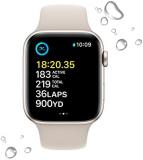 Apple Watch SE GPS + Cellular 44mm Starlight Aluminium Case with Starlight Sport Band - M/L with AppleCare+ (2 Years)