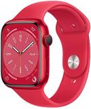 Apple Watch Series 8 (GPS, 45MM) - Red Aluminum Case with Red Sport Band (Renewed)