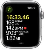 Apple Watch SE [GPS + Cellular 44mm] - Silver Aluminium Case with Abyss Blue/Moss Green Sport Loop (Renewed)