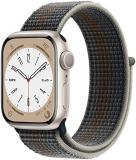 Apple Watch Series 8 (GPS, 41MM) - Starlight Aluminum Case with Midnight Sport Loop (Renewed)