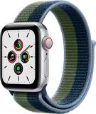 Apple Watch SE (GPS + Cellular, 40mm) Silver Aluminum Case with Abyss Blue/Moss ...