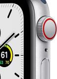 Apple Watch SE (GPS + Cellular, 40mm) Silver Aluminum Case with Abyss Blue/Moss Green Sport Loop (Renewed)