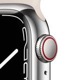 Apple Watch Series 7 (GPS + Cellular, 41MM) Silver Stainless Steel Case with Starlight Sport Band (Renewed)