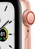 Apple Watch SE (GPS + Cellular, 40mm) Gold Aluminum Case with Starlight Sport Band (Renewed)