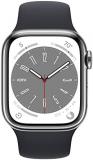 Apple Watch Series 8 (GPS + Cellular, 41MM) - Silver Stainless Steel Case with Midnight Sport Band (Renewed)