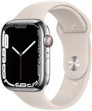 Apple Watch Series 7 (GPS + Cellular, 45MM) Silver Stainless Steel Case with Starlight Sport Band (Renewed)