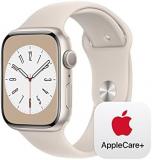 Apple Watch Series 8 GPS 45mm Starlight Aluminium Case with Starlight Sport Band - M/L with AppleCare+ (2 Years)