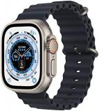 Apple Watch Ultra [GPS + Cellular 49mm] Titanium Case with Midnight Ocean Band, One Size (Renewed)