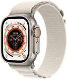 Apple Watch Ultra [GPS + Cellular 49mm] Titanium Case with Starlight Alpine Loop, Med (Renewed)
