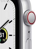 Apple Watch SE (GPS + Cellular, 44mm) - Silver Aluminum Case with White Sport Band (Renewed)