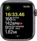 Apple Watch SE (Gen 1) [GPS 44mm] Smart Watch w/Space Grey Aluminium Case with Midnight Sport Band. Fitness & Activity Tracker, Heart Rate Monitor, Retina Display, Water Resistant