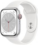 Apple Watch Series 8 (41MM, GPS) - Silver Aluminum Case with White Sport Band, S/M (Renewed Premium)