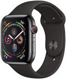 Apple Watch Series 4 (GPS + Cellular, 44MM) - Space Black Stainless Steel Case with Black Sport Band (Renewed)