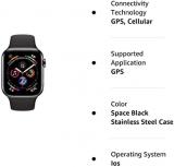 Apple Watch Series 4 (GPS + Cellular, 44MM) - Space Black Stainless Steel Case with Black Sport Band (Renewed)