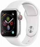 Apple Watch Series 4 (GPS + Cellular, 40MM) - Silver Aluminum Case with White Sport Band (Renewed)