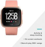 Fitbit Versa Smart Watch, Peach/Rose Gold Aluminium, One Size (S & L Bands Included), Heart Rate Monitor