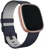 Fitbit Vegan Leather Band, 24mm Attach,Indigo,Large *Compatible with Sense 2, Sense, Versa 4 & Versa 3