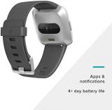 Fitbit Versa Lite Smartwatch,GPS,Charcoal/Silver Aluminum, One Size (S & L Bands Included)