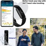 Fitbit Inspire 2 Smart Watch Health & Fitness Tracker (Black), with 24/7 Heart Rate, 1-Year Premium Trial, S & L Bands, 3.3ft Charging Cable, Wall Adapter, Screen Protectors & PremGear Cleaning Cloth