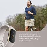 Fitbit Charge 5 Advanced Health & Fitness Tracker with Built-in GPS, Stress Management Tools, Sleep Tracking, 24/7 Heart Rate and More, Lunar White/Soft Gold, One Size (S &L Bands Included)