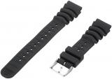 Genuine Synthetic Rubber Black Divers 20mm Watch Band by Seiko