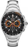 SEIKO Men's Black Dial Sillver Stainless Steel Band Chronograph Quartz Watch