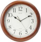 Seiko Wall Clock Quiet Sweep Second Hand Dark Brown Solid Oak Case