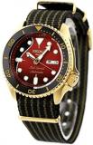 SEIKO Men's Red Dial Black Nylon Band Mechanical Automatic Watch