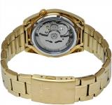 Seiko SNKL58 Mens Seiko 5 Gold Tone Stainless Steel Case and Bracelet White Tone Dial Day and Date Watch