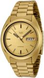 SEIKO Men's SNXL72 5 Automatic Gold Dial Gold-Tone Stainless Steel Watch