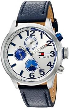 Tommy Hilfiger Men's Quartz Stainless Steel and Leather Casual Watch, Color:Blue (Model: 1791240)