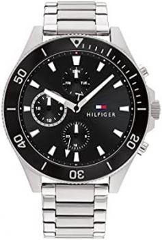 Tommy Hilfiger Men's Quartz Stainless Steel and Link Bracelet Watch, Color: Black (Model: 1791916)