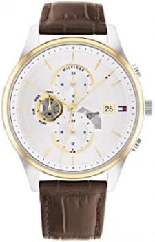 Tommy Hilfiger 1710501 Men's Stainless Steel Case and Leather Strap Watch Color: Brown