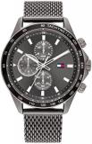 Tommy Hilfiger Analogue Multifunction Quartz Watch for Men with Gunmetal Stainless Steel Mesh Bracelet - 1792019, Grey, Bracelet