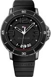 Tommy Hilfiger Men's Trevor Stainless Steel Quartz Watch with Silicone Strap, Black, 22 (Model: 1791249)